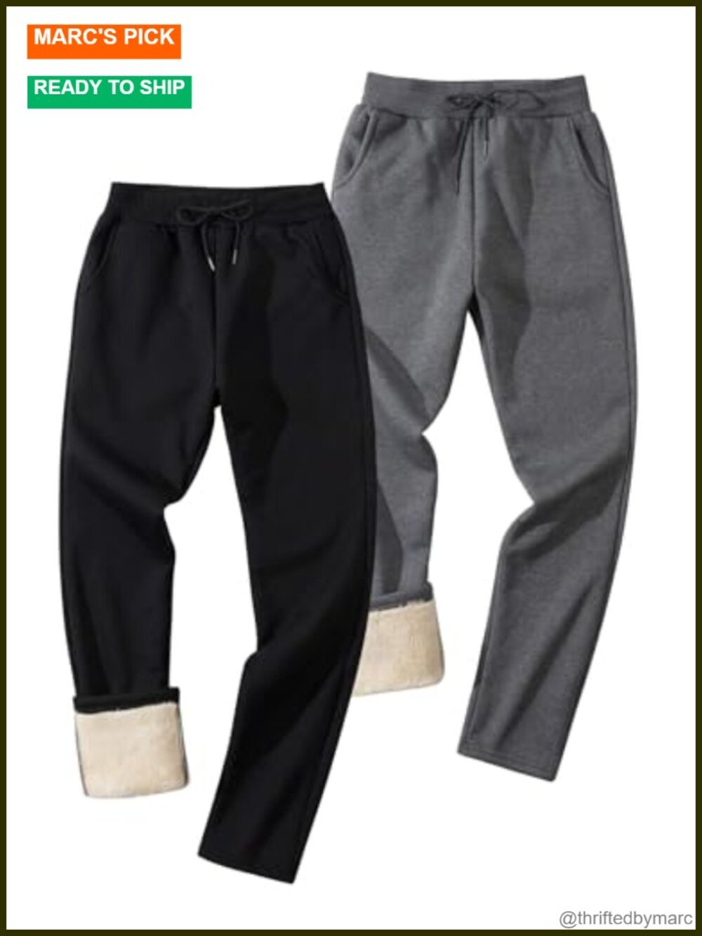 Mens Fleece Lined Sweatpants 2 Pack Winter Joggers with Pockets